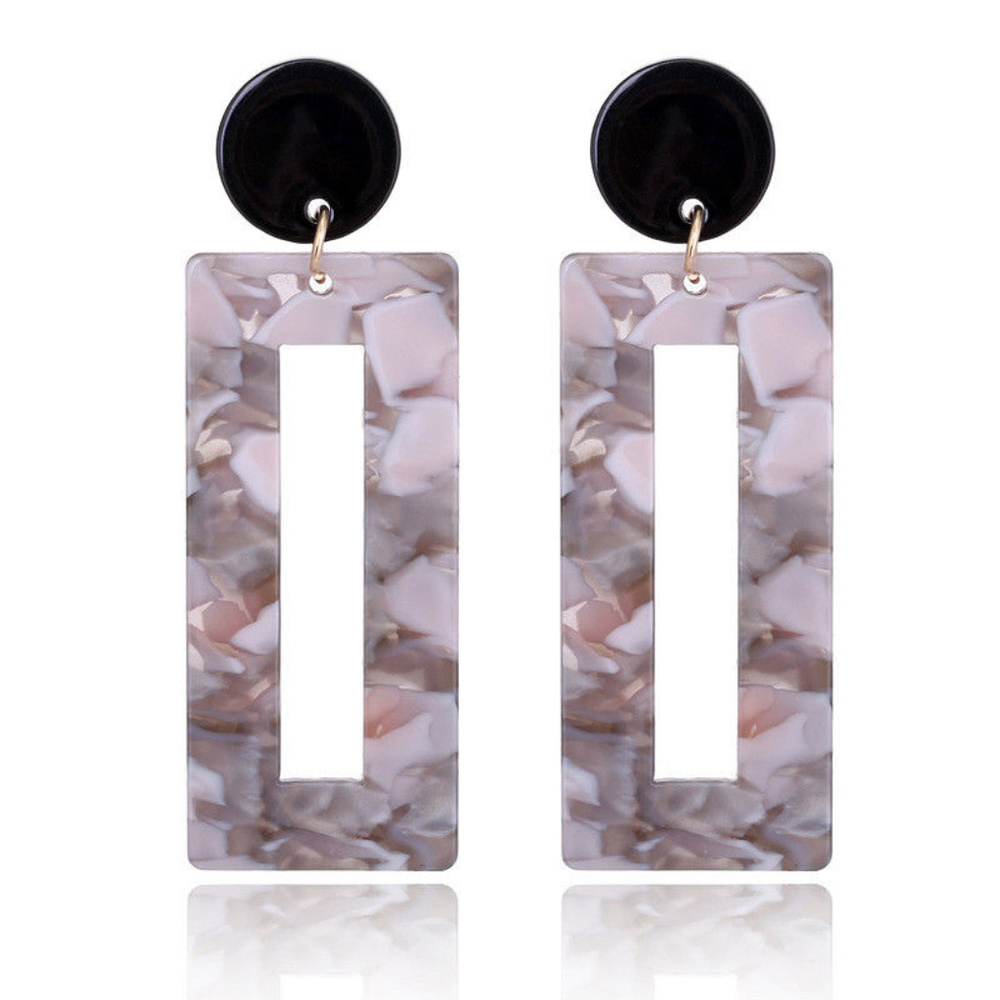 Tortoise Rectangle Drop Earrings